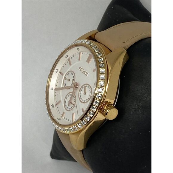 Fossil Carissa BQ1767 Women's Beige Leather Band Analog Dial Quartz Watch LJ466 - Picture 4 of 12
